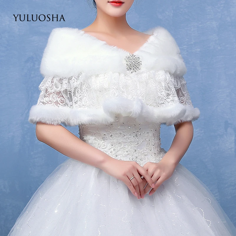 Свадебная шаль YULUOSHA Новое поступление белые свадебные куртки кружевная из