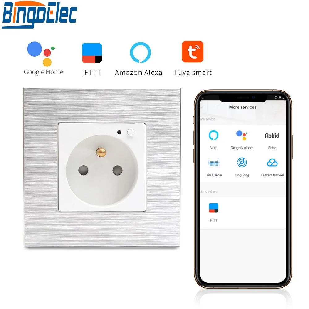 Bingoelec стандарт ЕС французская розетка алюминиевая рамка WIFI Автоматизация умного