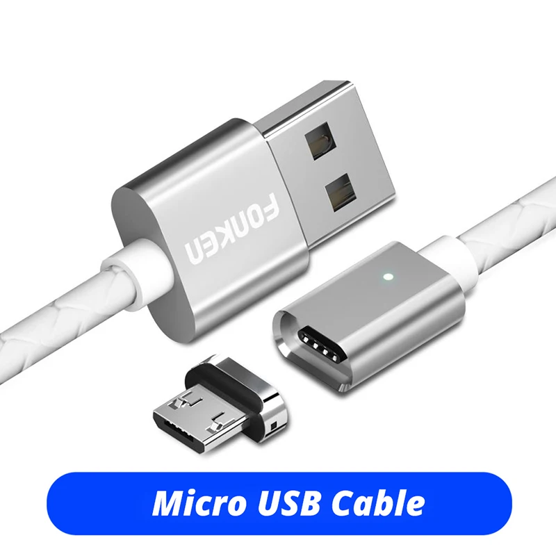 White Micro Cable Магнитный кабель для быстрой зарядки, длинный Магнитный кабель Micro US C-type, синхронный Магнитный кабель для передачи данных для samsung IPhone huawei - Цвет: White Micro Cable