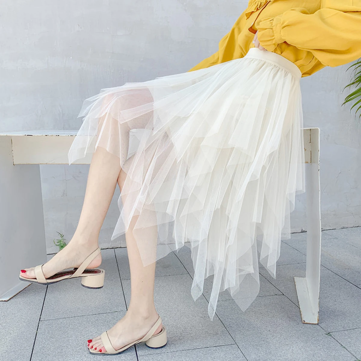 Горячая Распродажа, нерегулярная Женская юбка из тюля, летняя повседневная Праздничная Клубная одежда, пышная бальная юбка, юбка, новинка