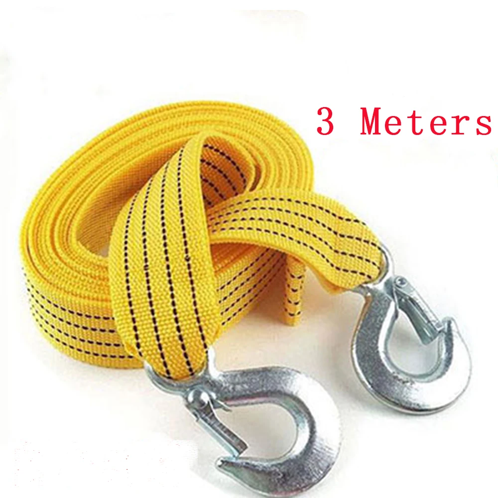 

3 Tons 3Meter Flsorescence Universal Car Tow Cable Towing Strap Rope Truck Pulling Rope with Wrought Iron Hook