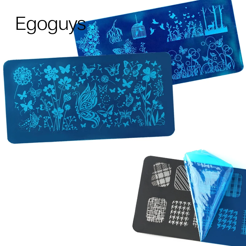 Листья лаванды печать на ногтях шаблоны для стемпинга прямоугольные чернила