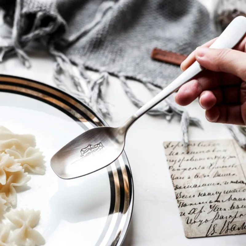 2020 Скелет Череп напечатанная ложка вилки нержавеющая сталь кофейная Западная