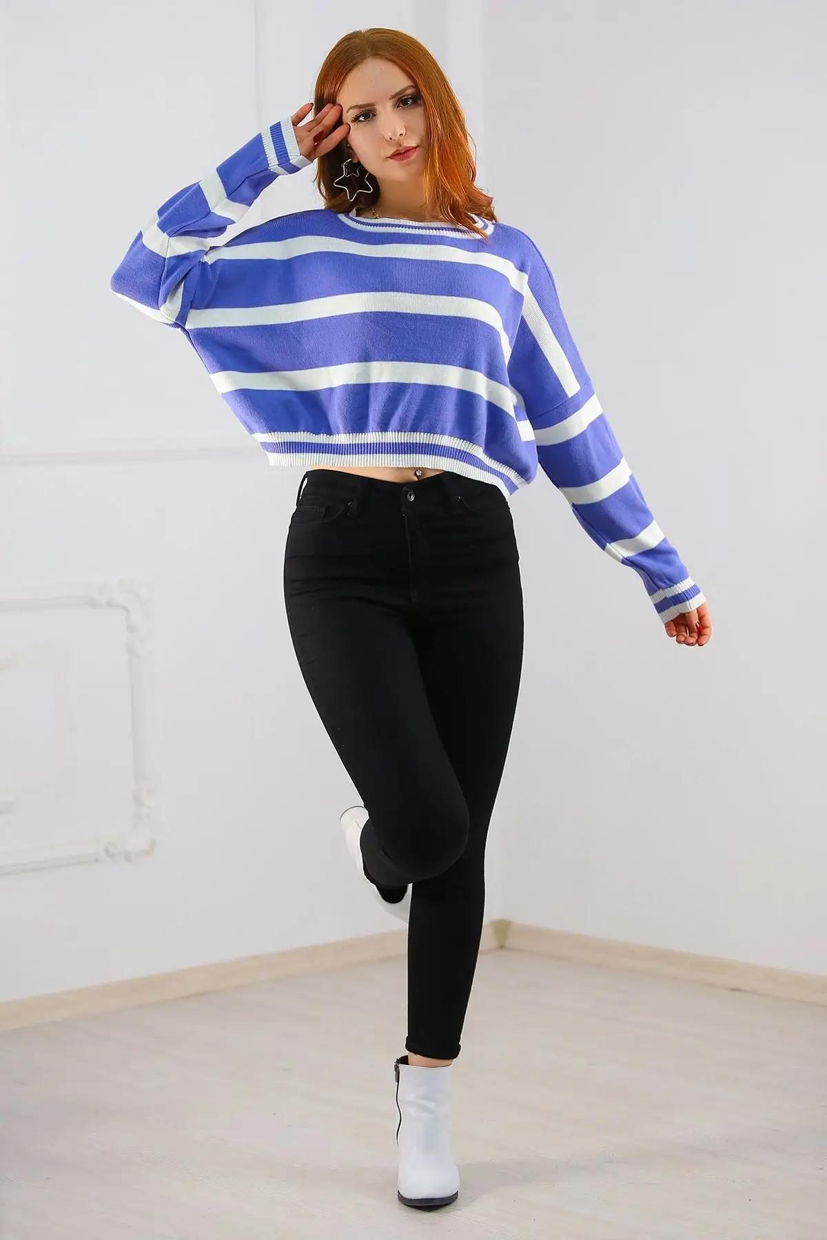 

Striped Temporary Shed Knitwear Sweater Blue
