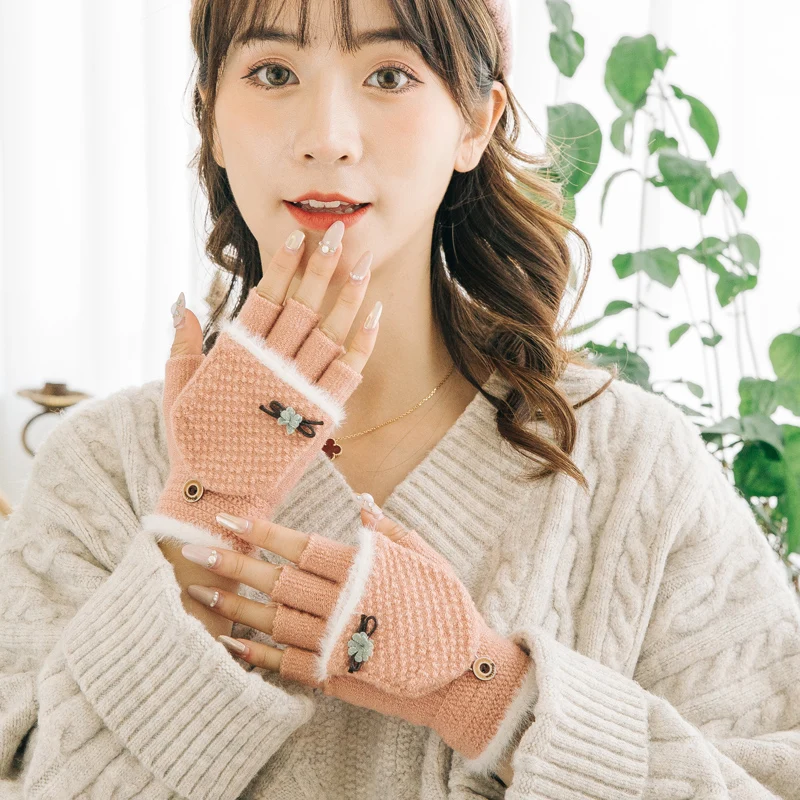 2019 NEW Fashion Winter Women Fingerless Gloves Multifunctional Cute Warm Patchwork Mittens Gift for Students Girl Friend | Аксессуары