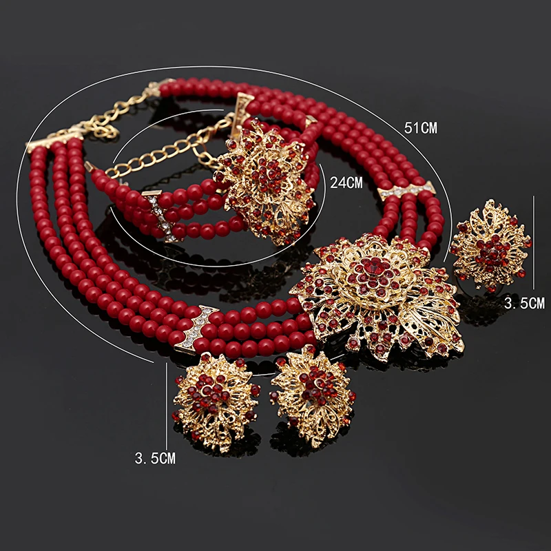 

Fani Dubai Gold Color jewelry Set Women Crystal nigerian Wedding Bridal Accessories African Beads Jewelry Set Costume Design