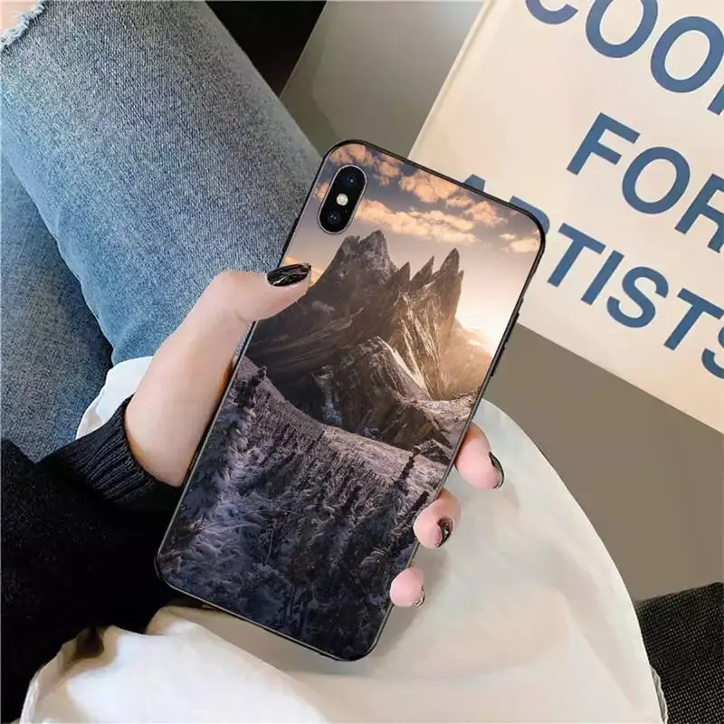 

White Mountain Pine Tree Forest Mountain Peak Mist Phone Case for iPhone 11 12 pro XS MAX 8 7 6 6S Plus X 5S SE 2020 XR mini