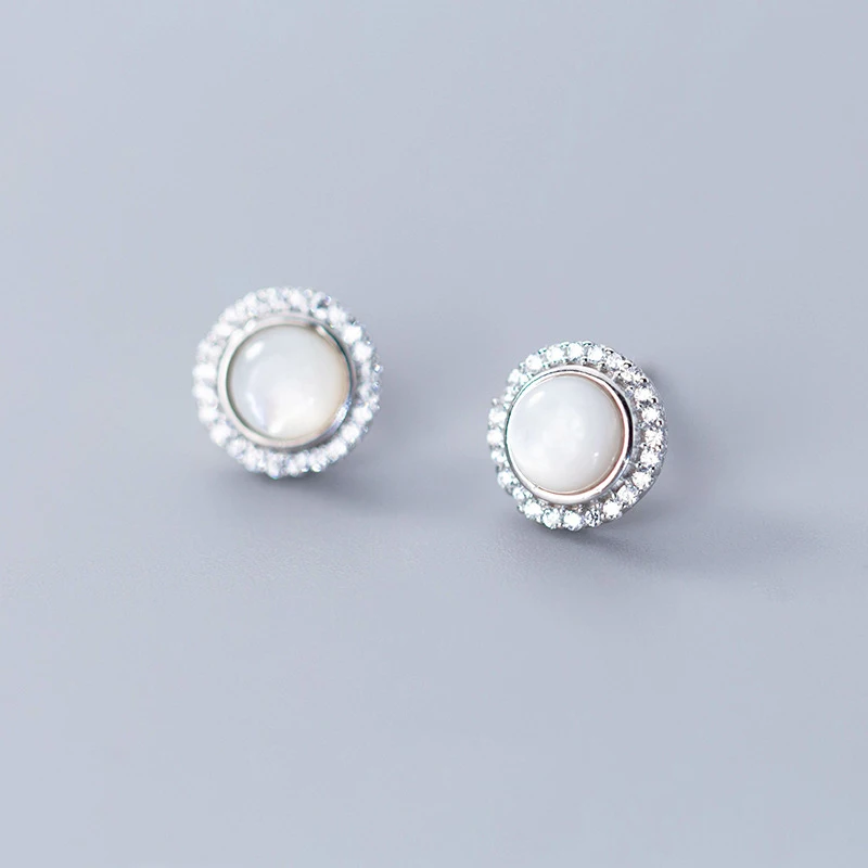 Женские серьги гвоздики ElfoPlataSi круглые из стерлингового серебра 925 пробы с опалом