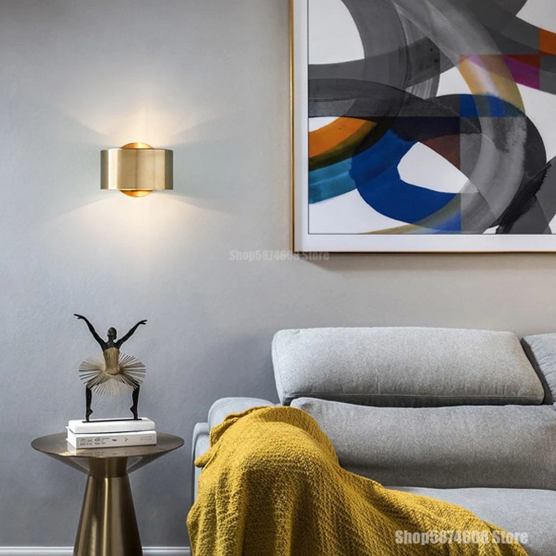 Настенный светильник с золотым кольцом винтажный зеркальный для спальни ванной