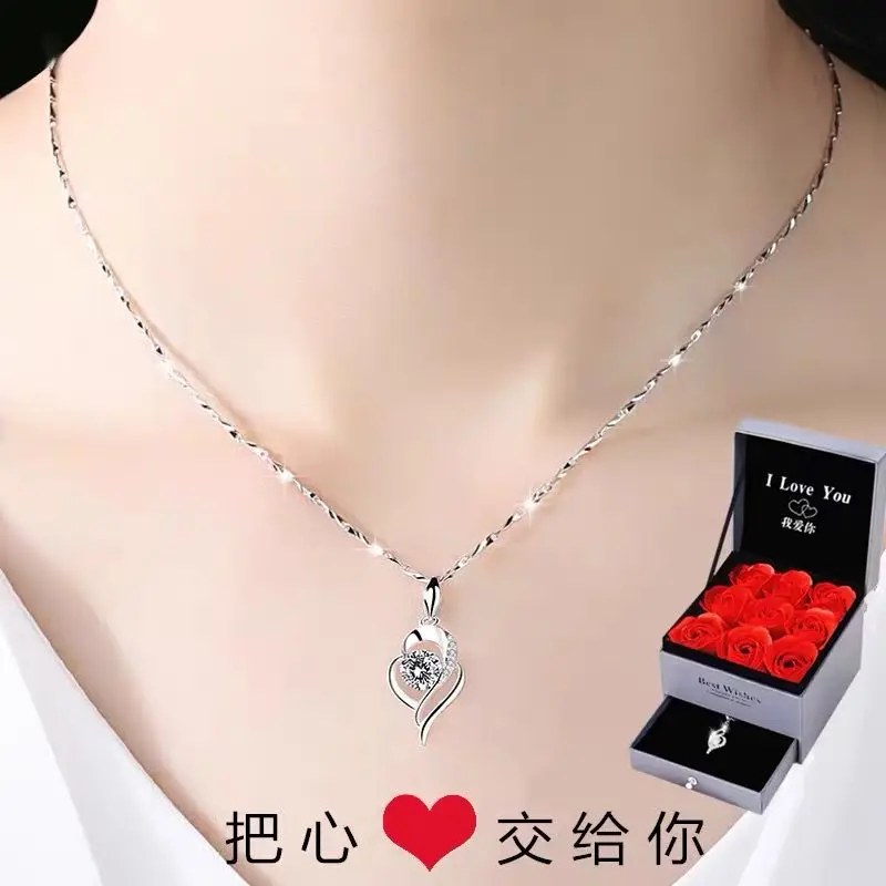 

Moissanite Diamond Pendant Pt999 Platinum Necklace Genuine Woman Platinum Clavicle Chain Valentine's Day Anniversary Gift