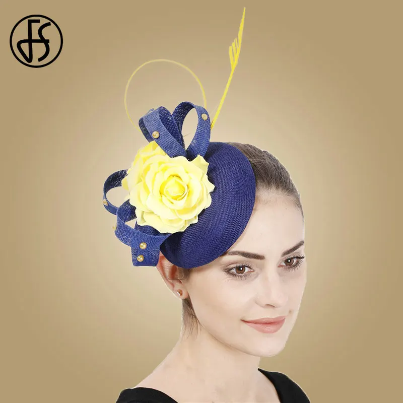 Женская вуалетка с перьями FS Шляпка из искусственных перьев свадебный головной