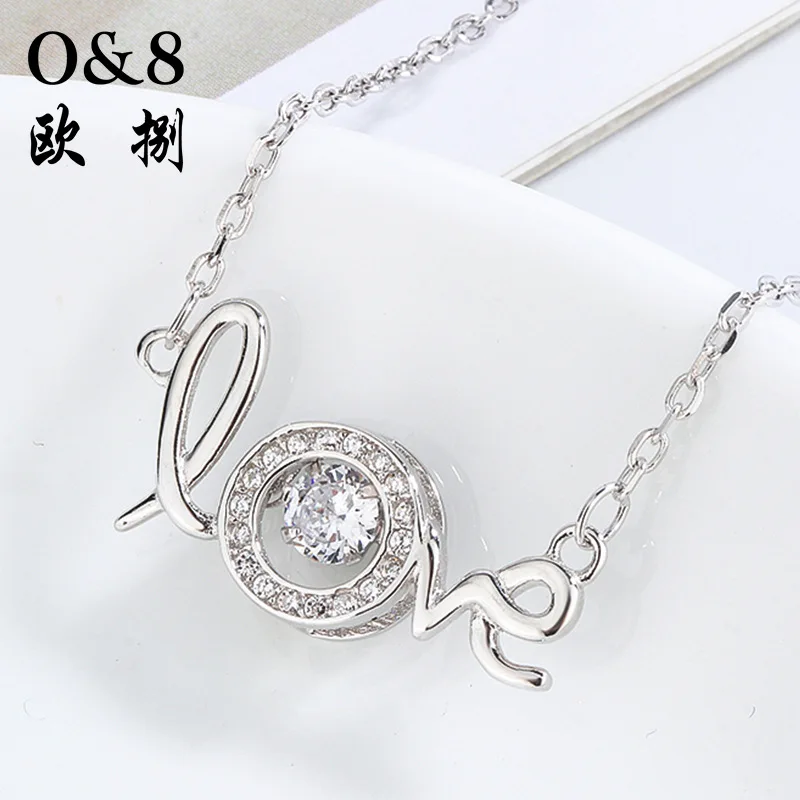 

Sterling Silver Fashion Love Letter Smart Necklace Female Simple and Exquisite Diamond Diamond Pendant Clavicle Chain Wholesale