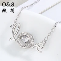 sterling silver fashion love letter smart necklace female simple and exquisite diamond diamond pendant clavicle chain wholesale