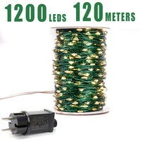 green cable 1000 led string lights 100m christmas fairy lights outdoor waterproof tree garland christmas holiday decorration