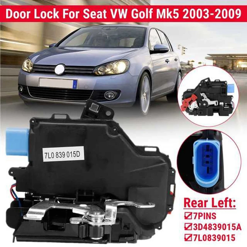 

Rear Left Door Lock Actuator Central Mechanism 3D4839015A 7L0839015 for Golf 5 Mk5 2003-2009 Seat Leon Toledo Skoda