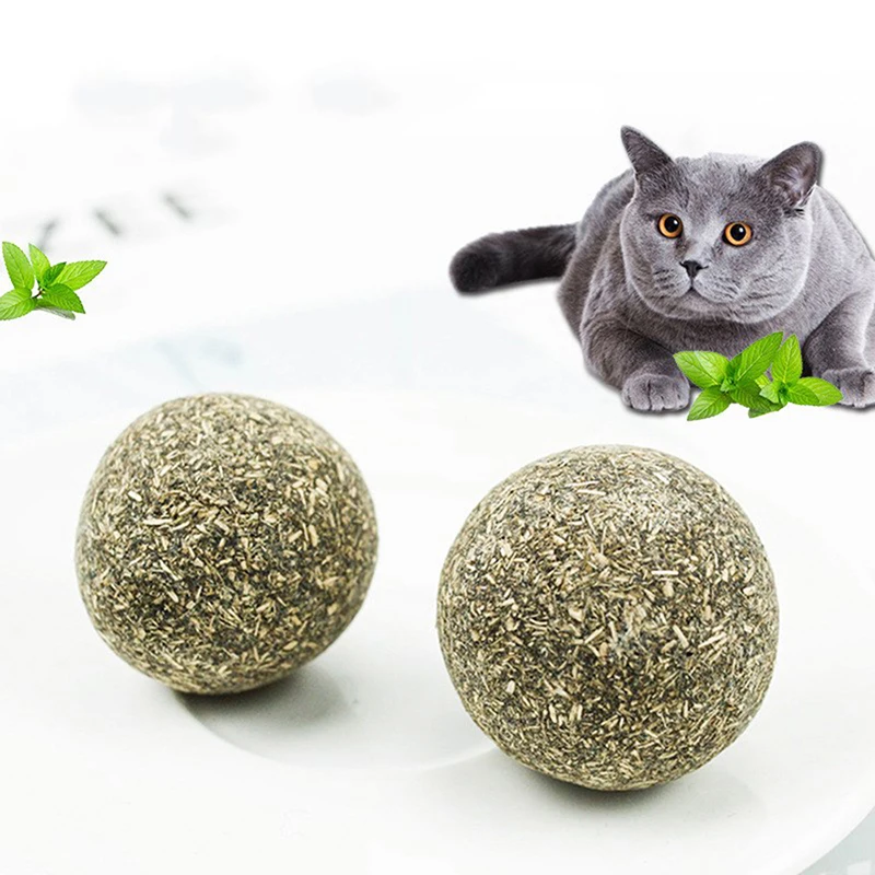 

Pet Cat Natural Catnip Treat Ball Home Chasing Toys Healthy Edible Treating