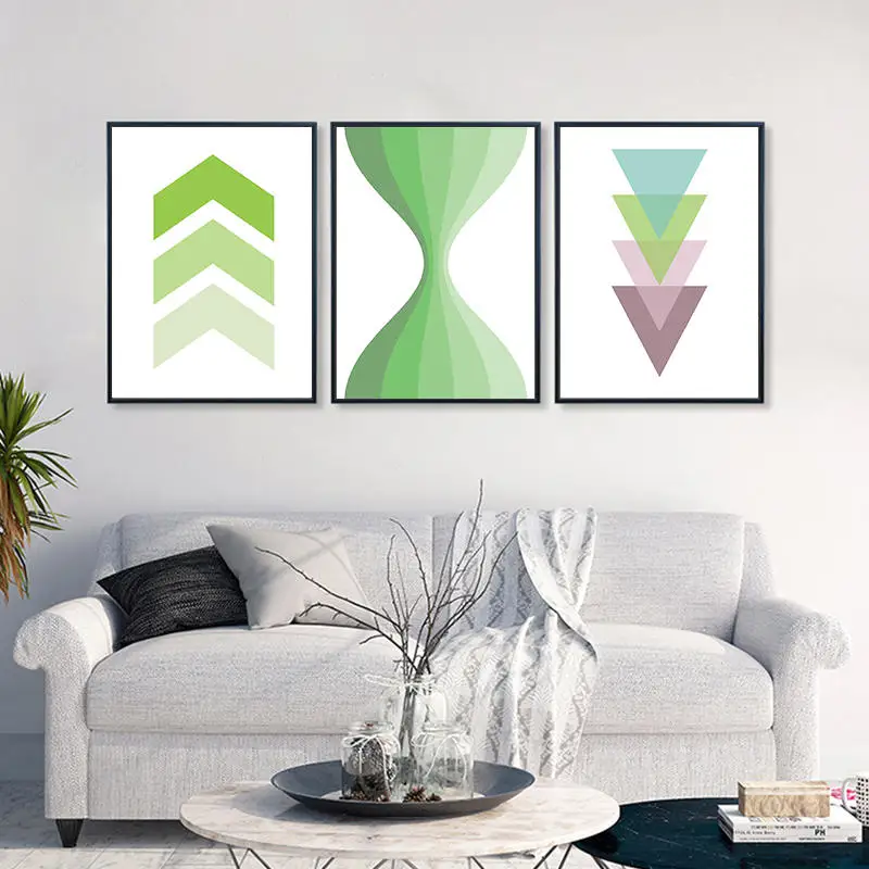 Абстрактные зеленые геометрические блоки холст художественные принты и плакат