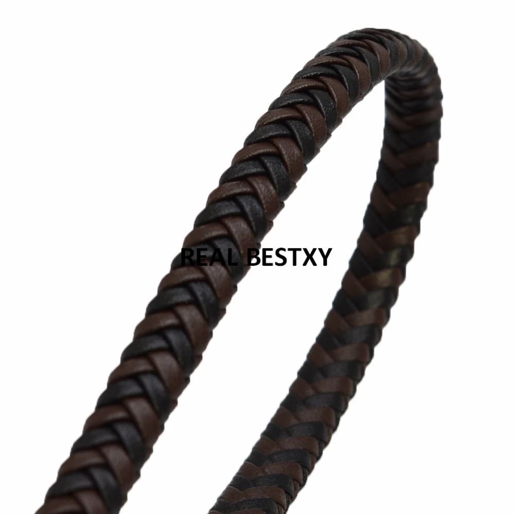 5 м/лот приблизительно: 8*5 мм коричневый черный кожаный плетеный браслет
