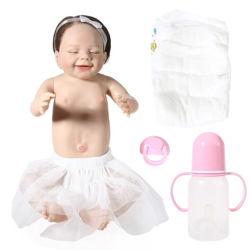 55 см Reborn Girls Soft Body Cute Smiley новорожденный девочка кукла Baby Full Silicone | Игрушки и хобби