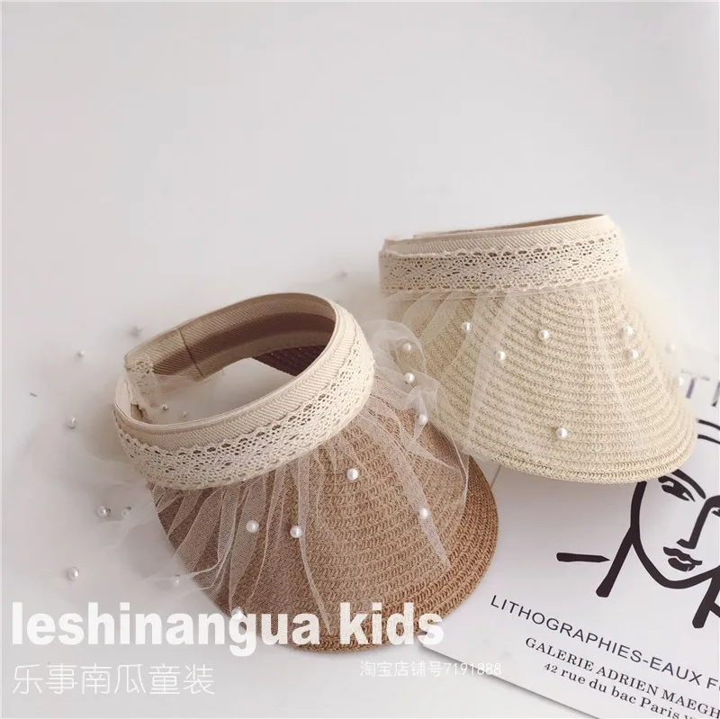 Детская одежда для девочек Новинка лета 2020 кружевная соломенная шляпа-обруч с