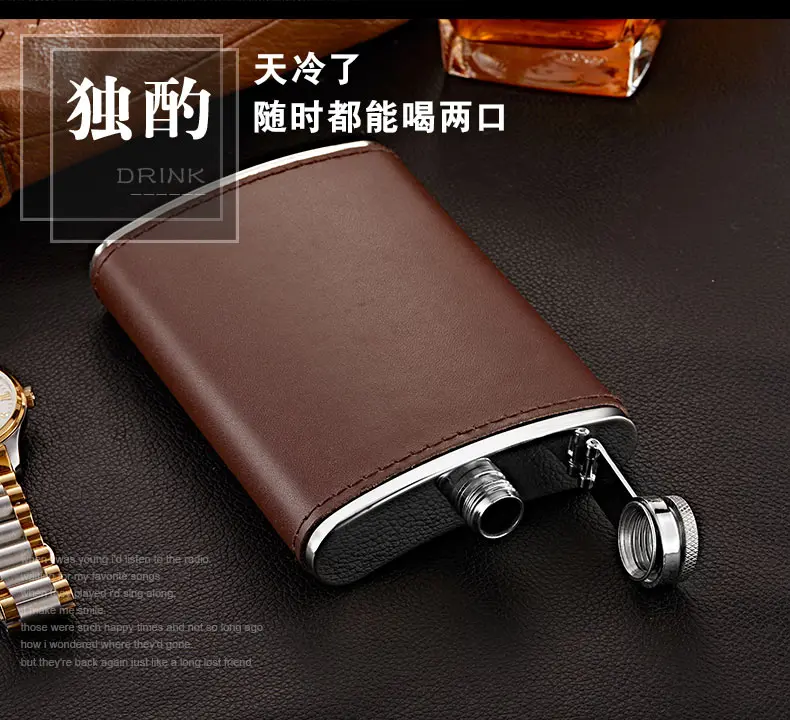 

Retro Outdoor Hip Flask Portable Wine Bottle Stainless Steel Mini Hip Flasks Leather Flat Gifts Copas De Vino Barware DF50JH