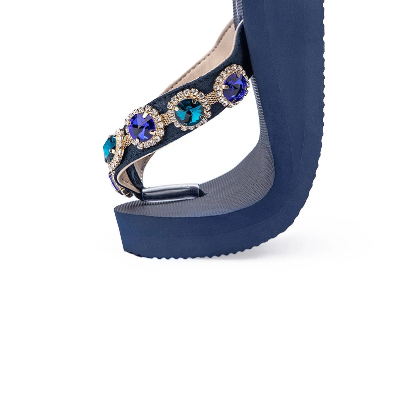 

Rhinestone Flip-flops Women Outside Wedge Sandals Fashion Anti Slip Platform Summer Slippers Crystal Beach Shoe Open Toe Comfort