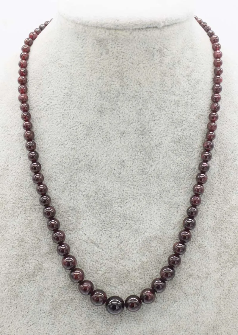 

garnet red stone round 4-11mm necklace 18" wholesale beads nature
