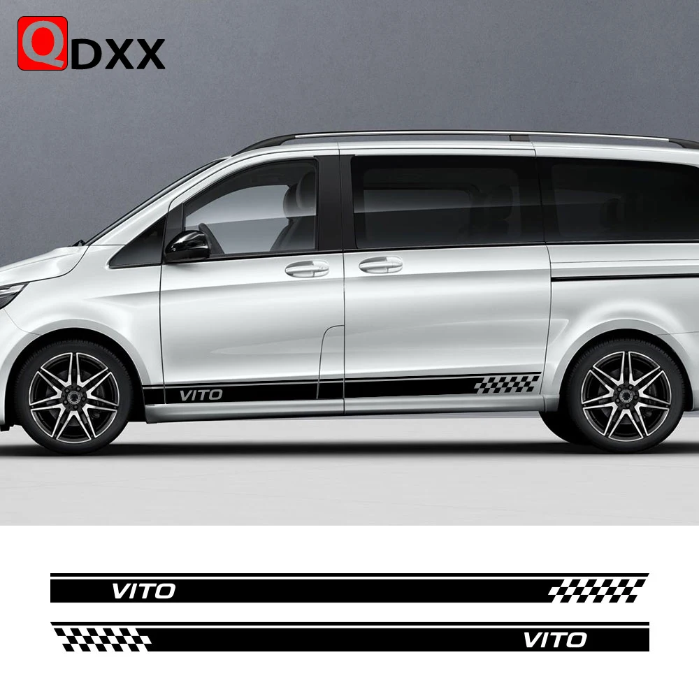

2Pcs Lot Car Stickers Racing Side Stripes Graphics Vinyl Decals For Mercedes Benz Vito Viano V Class W447 W639 Auto Accessories