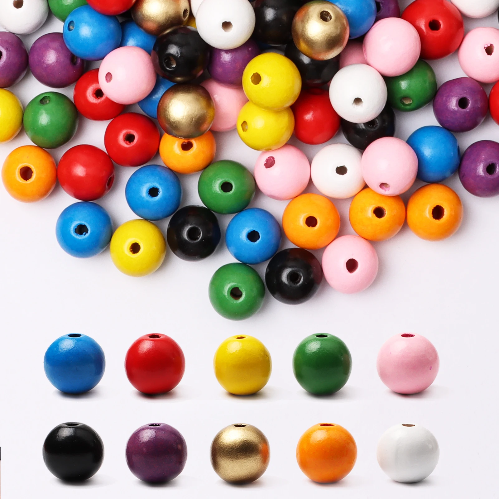

Colorful Wood Beads,8/10/12/14/16/20/22MM Colored Natural Wooden Round Spacer Handmade Beads in Ten Colors for Garland,Farmhouse