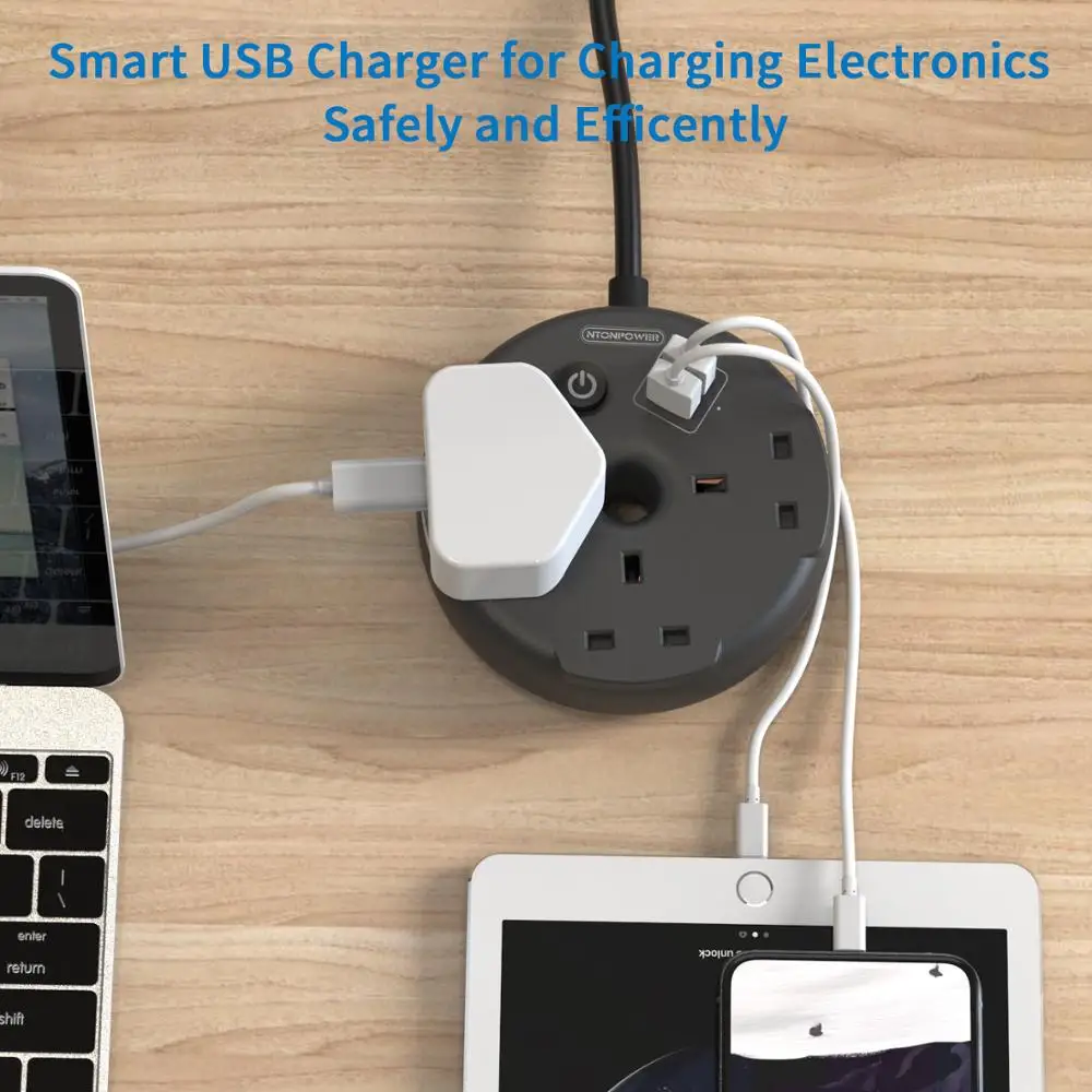 NTON силовая лента с 3 м удлинительным шнуром AC розетка 2 USB удлинитель свинцовая