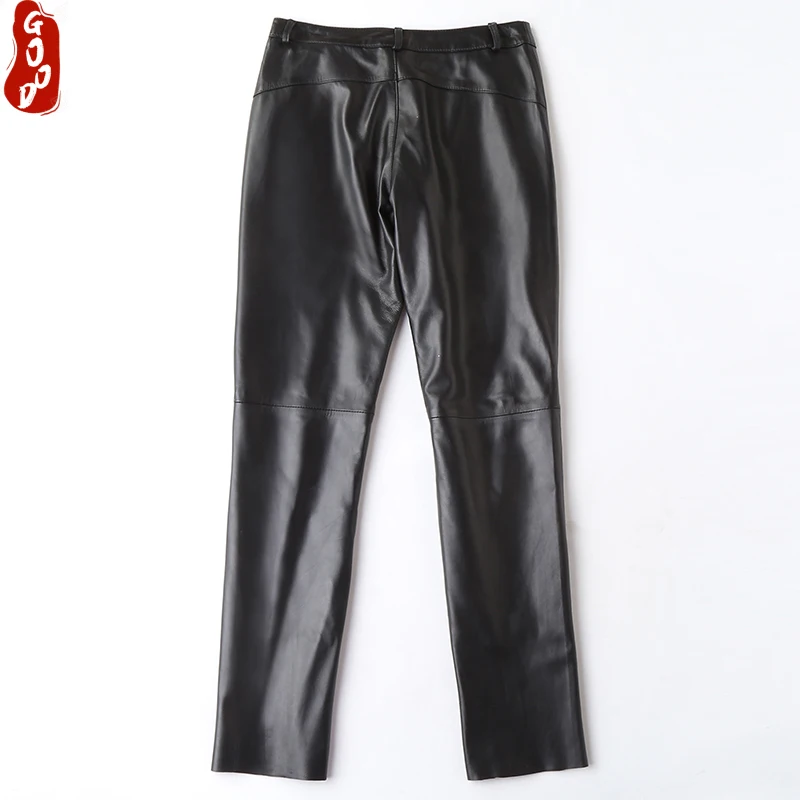

Genuine Leather Pants Women Real Sheepskin Long Trousers Plus Size Pants Black Slim Ladies Clothes Pantalon Femme LPL1606
