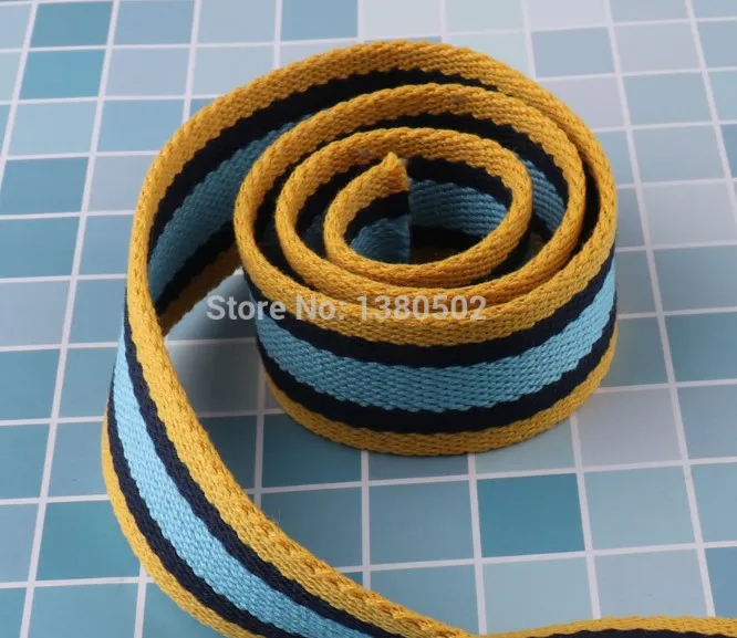 

55Yards 38mm Stripe Canvas Webbing Fabric belt Bag garment strap Key fobs Sewing accessories