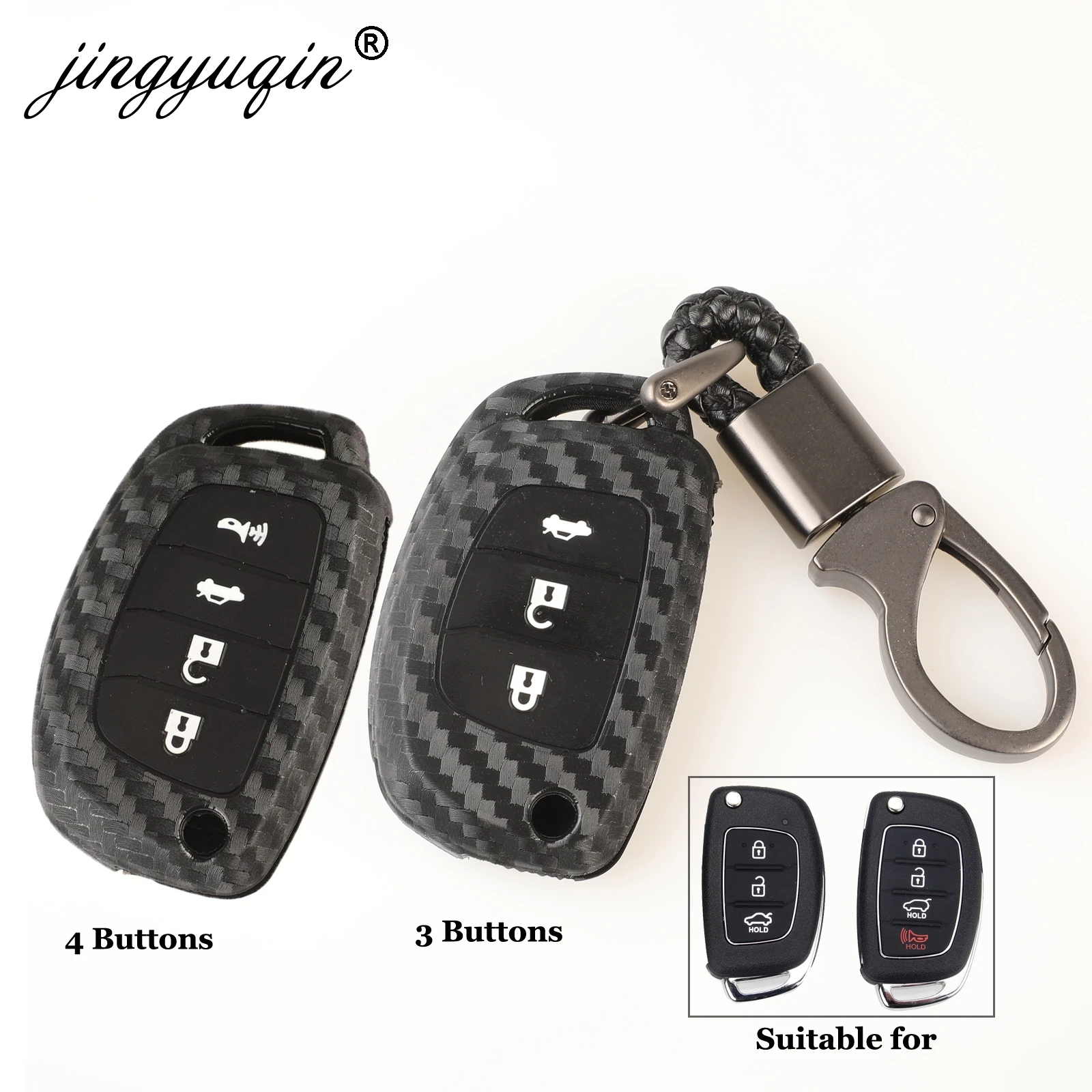 Jingyuan Волоконный чехол для ключа автомобиля Hyundai Tucson Santa fe Elantra Sonata i30 i40 i25 ix35 флип