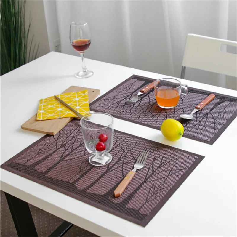 

1 Pc PVC Tree Pattern Placemat For Dining Table Runner Linens Place Mat Kitchen Accessories Cup Wine Mat
