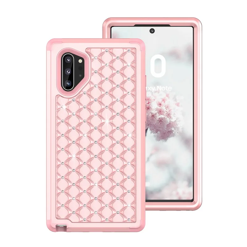 T2 Pink Pink Роскошный Блестящий Алмазный чехол для телефона samsung Galaxy Note 10 Plus S10 S9 Plus Броня гибридная 3 в 1 противоударный жесткий чехол - Цвет: T2 Pink Pink