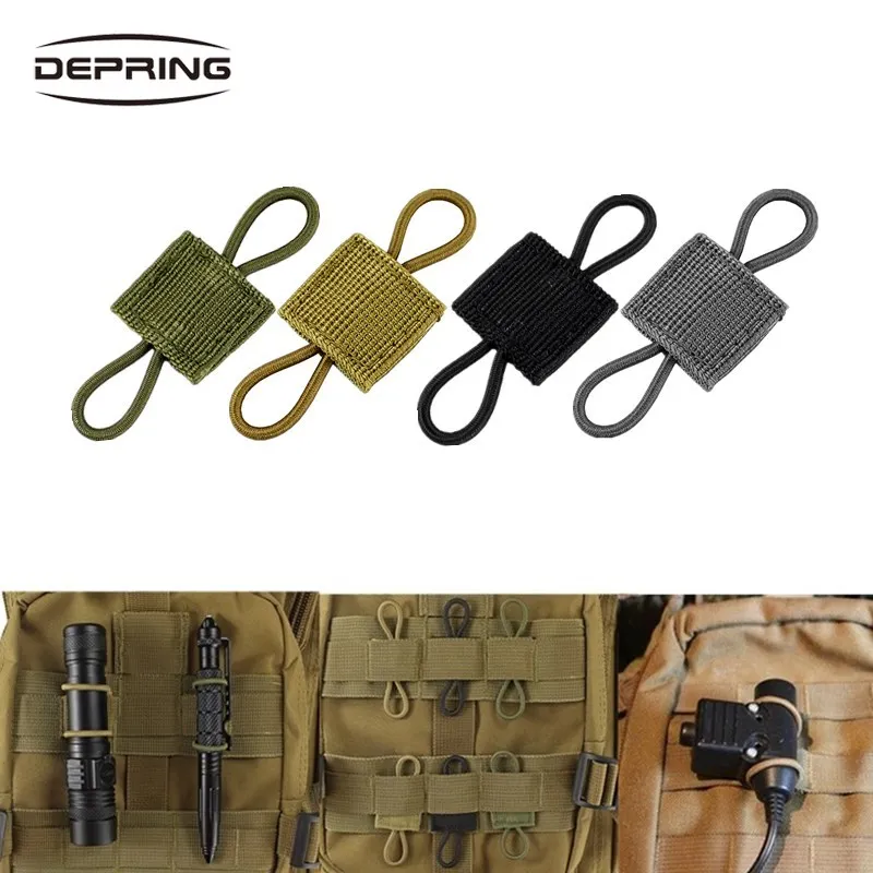 

Tactical MOLLE Elastic Ribbon Buckle Binding Retainer Webbing Kit Communication Cable Storage Ranger for PTT Antenna Stick