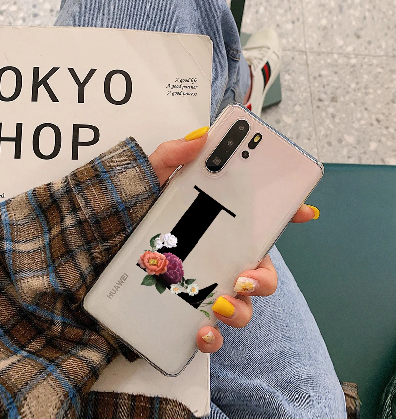 TPU Custom name shell letters TPU Soft Phone Case for Huawei P8 P9 P10 P20 P30 Lite Pro Mate10 Mate 20 Mate 30pro cover - Color: TPU