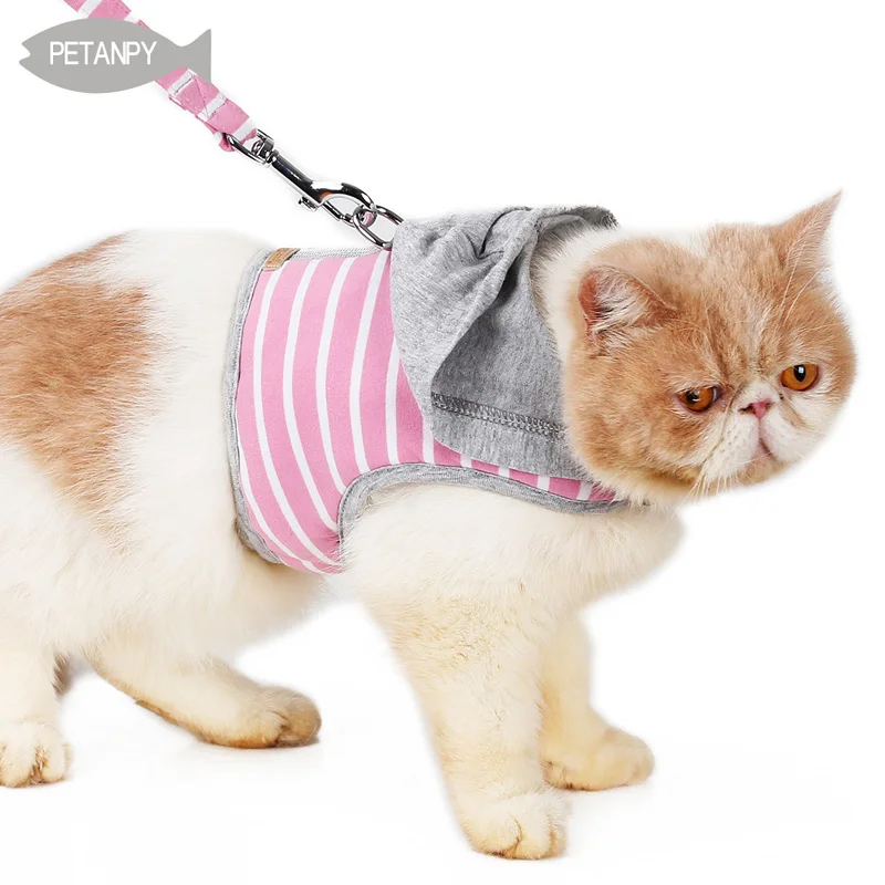 Pink Поводок для кошек, ошейник с регулируемой подкладкой, очень маленькие шлейки для собак, жилет, товары для животных, жилет, поводок для прогулок, милый - Цвет: Pink