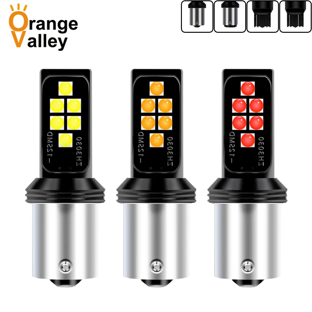 100 шт. BA15S 1156 P21W T20 7440 7443 1157 BAY15D светодиодный 12 SMD 3030 автомобиль Авто дневные ходовые