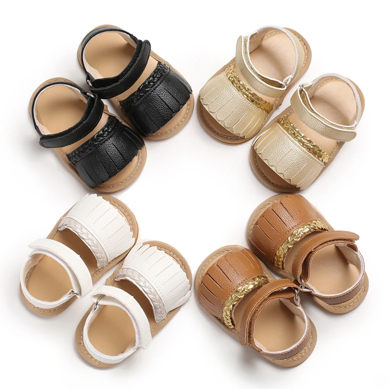 

2020 Baby Summer Shoes Newborn Infant Baby Girls Boys Tassel Shoes Solid Non-slip PU Leather Breathable Toddler Shoes 0-18M