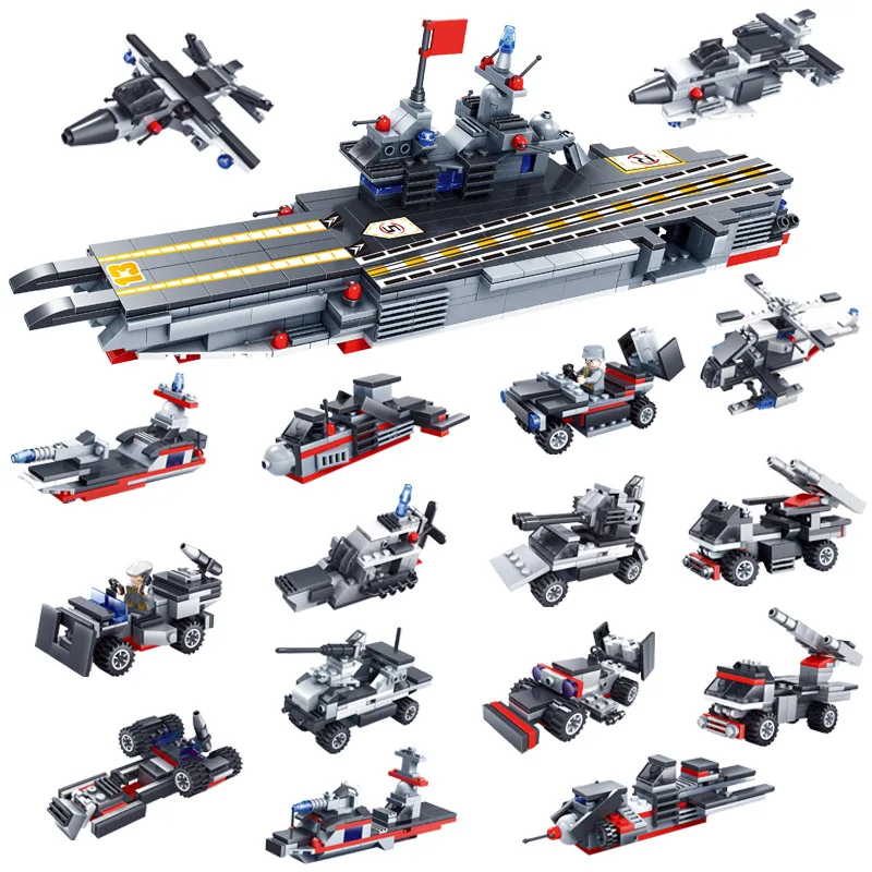 

763Pcs Educational Building Blocks Toys For Kids Boys 6Years DIY Birthday Present 8 In1/1 Change 2 Battleship Model Small Bricks
