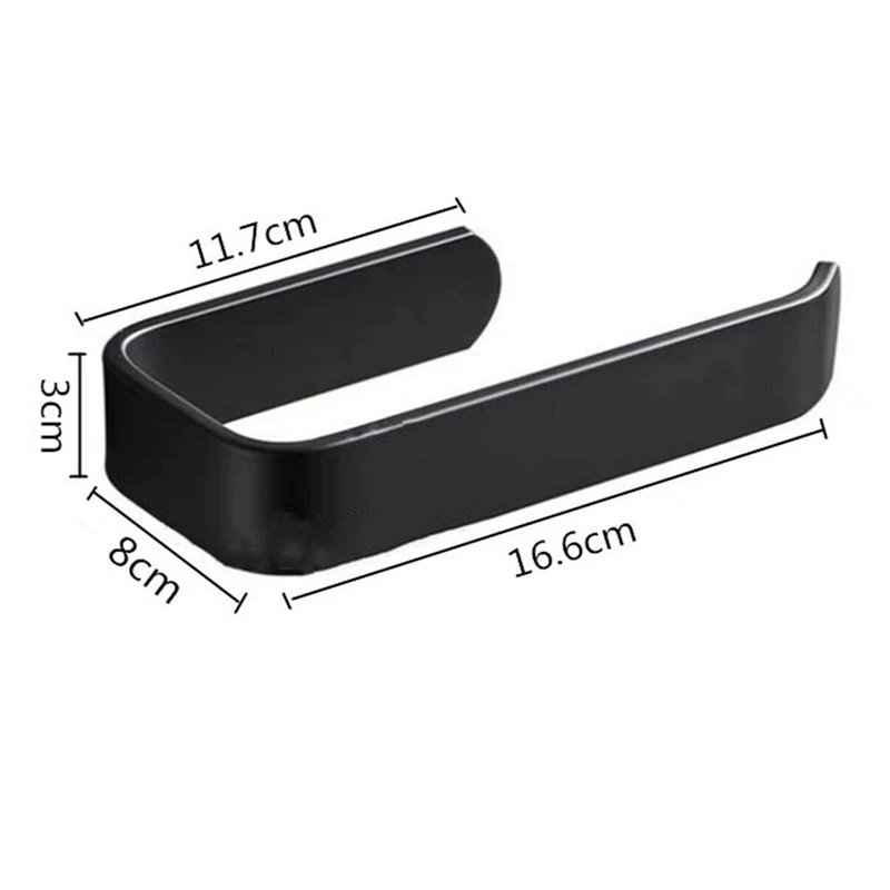 

Black Bathroom Towel Toilet Paper Roll Holder Rack Self Adhesive Wall Mounted
