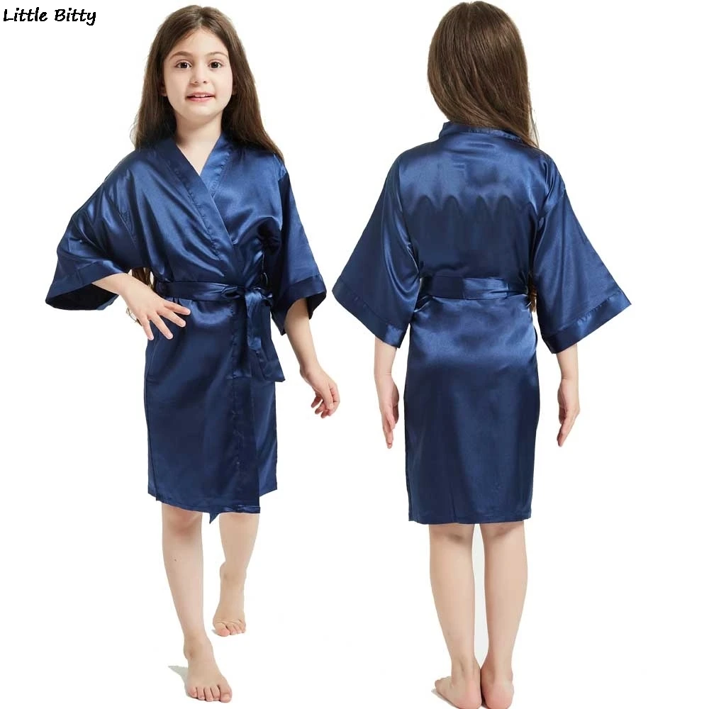 Wedding Party Robes for Girls Children Satin Pajamas Teen Sleepwear Bathrobes Silk Kimono Kids | Детская одежда и обувь