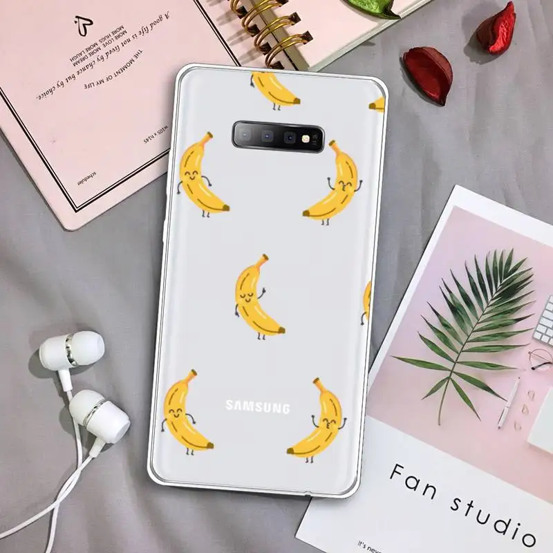

Summer Banana cartoon fruit Phone Case Transparent For Samsung Galaxy A 71 21s S note 8 9 10 plus 20 ultra