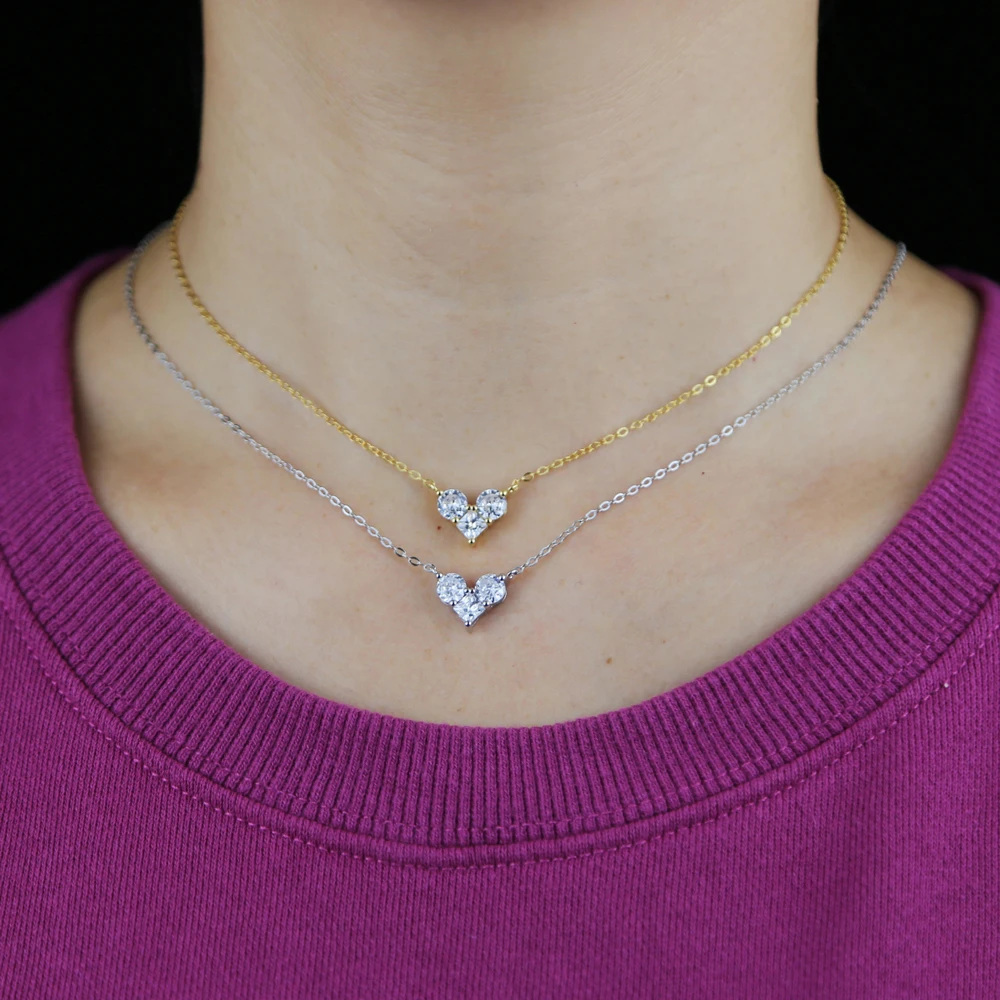 

100% 925 Sterling Silver Girl Women Jewelry Cute Lovely Sparking Bling Cz Small Heart Necklace