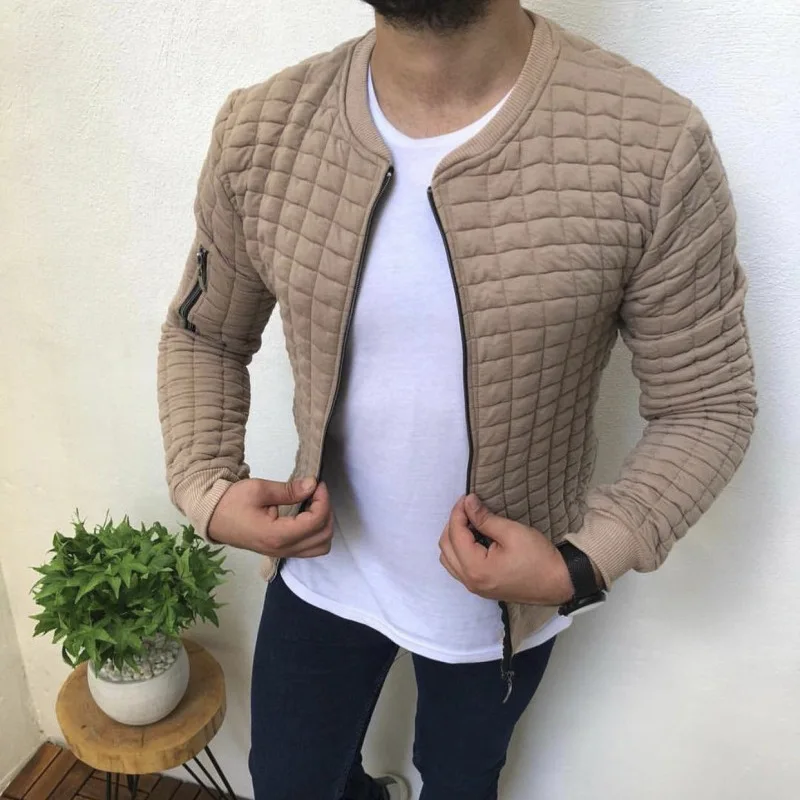 

2019 M-XXXL PLUS New Fashion Men's Zipper Cotton Coat Winter Solid Coat Outwear Long Sleeve Solid Lattice Jacket Dropshipping