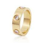 Кольцо женское с 6 кристаллами, красивое полированное кольцо из титановой стали, Классическая брендовая бижутерия, Прямая поставка