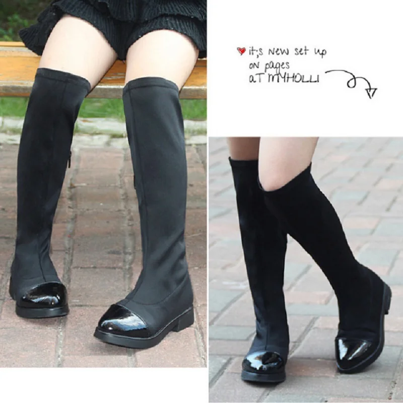 Ботинки на плоской подошве для девочек модные элегантные сапоги принцессы