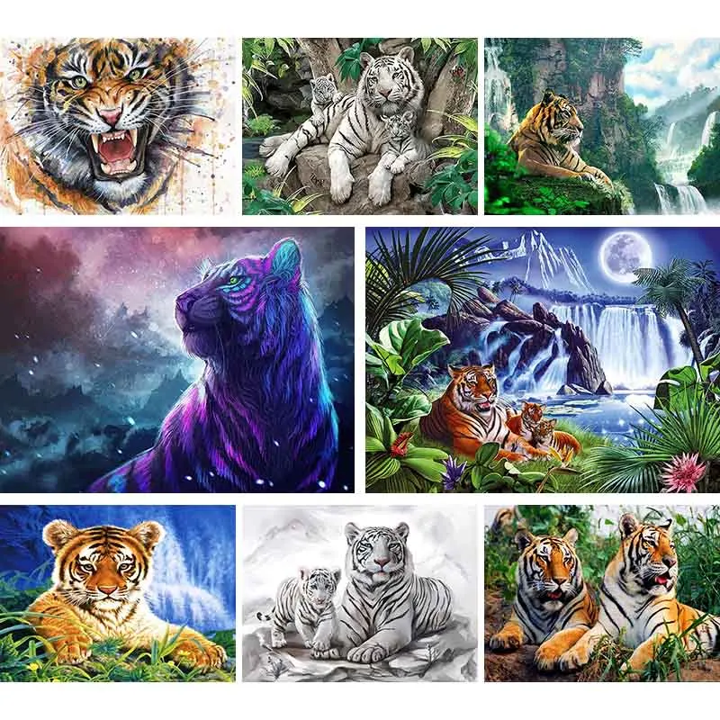 

Full Square 5D DIY Diamond Painting Tiger Animal Diamond Embroidery Canyon View Rhinestone Mosaic Sale Home Decor Gift L37