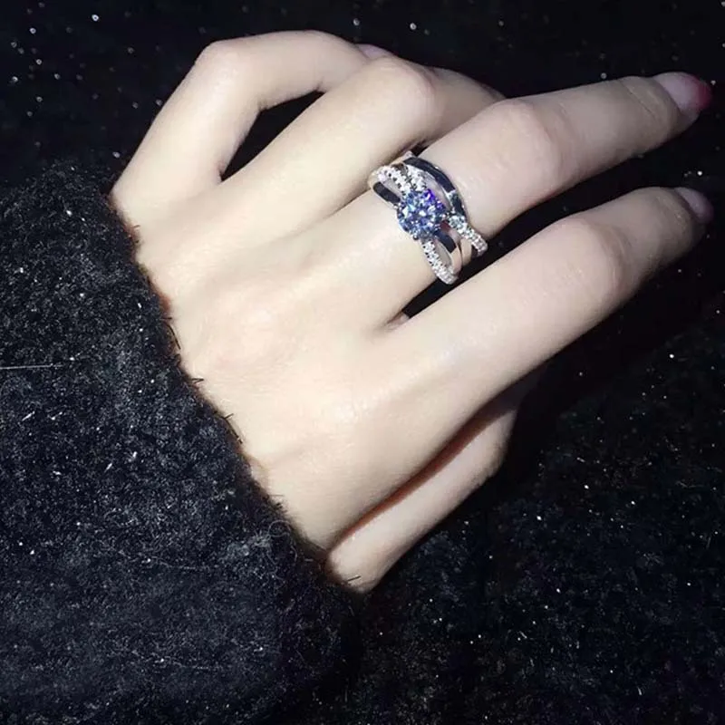 

925 Silver Color VVS2 Diamond Ring for Women Luxury Anillos Wedding Bizuteria White Topaz Gemstone 925 Jewelry Rings